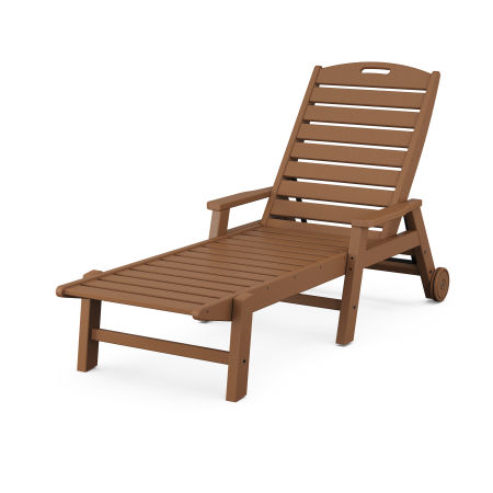 Nautical Chaise with Arms & Wheels in Teak