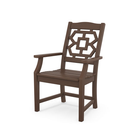 POLYWOOD Chinoiserie Dining Arm Chair in Mahogany