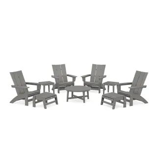 POLYWOOD Modern Grand Adirondack 9-Piece Conversation Set