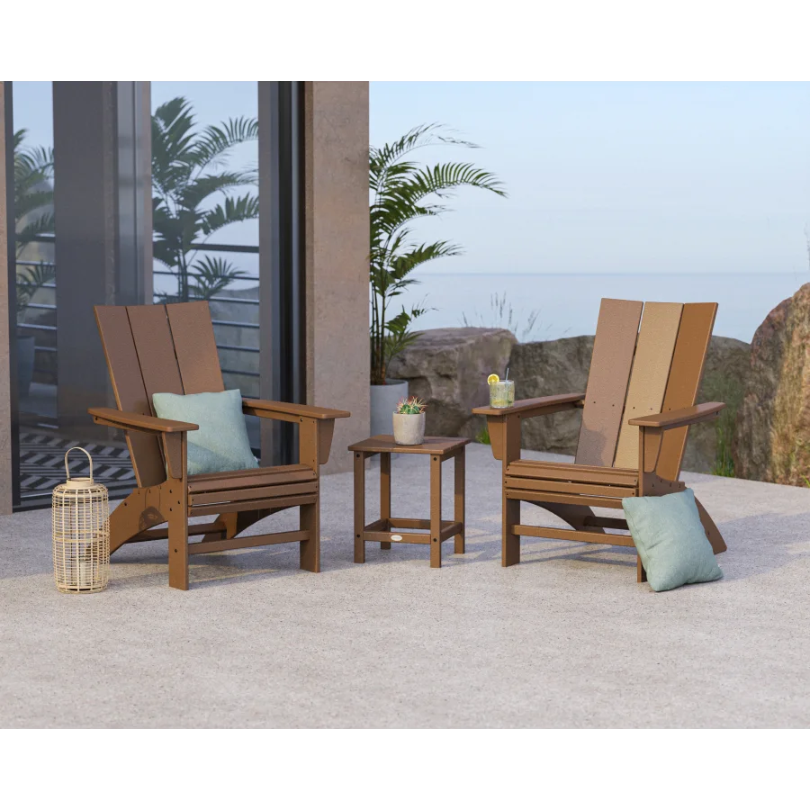 Modern 3-Piece Curveback Adirondack Set with Long Island 18" Side Table