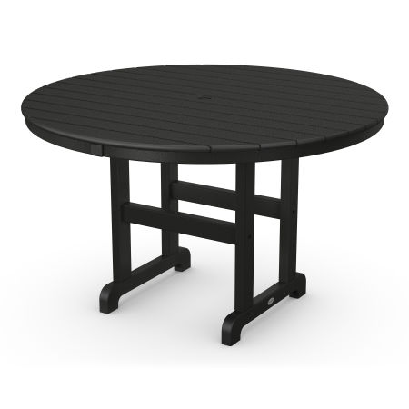 POLYWOOD 48" Round Farmhouse Dining Table in Black