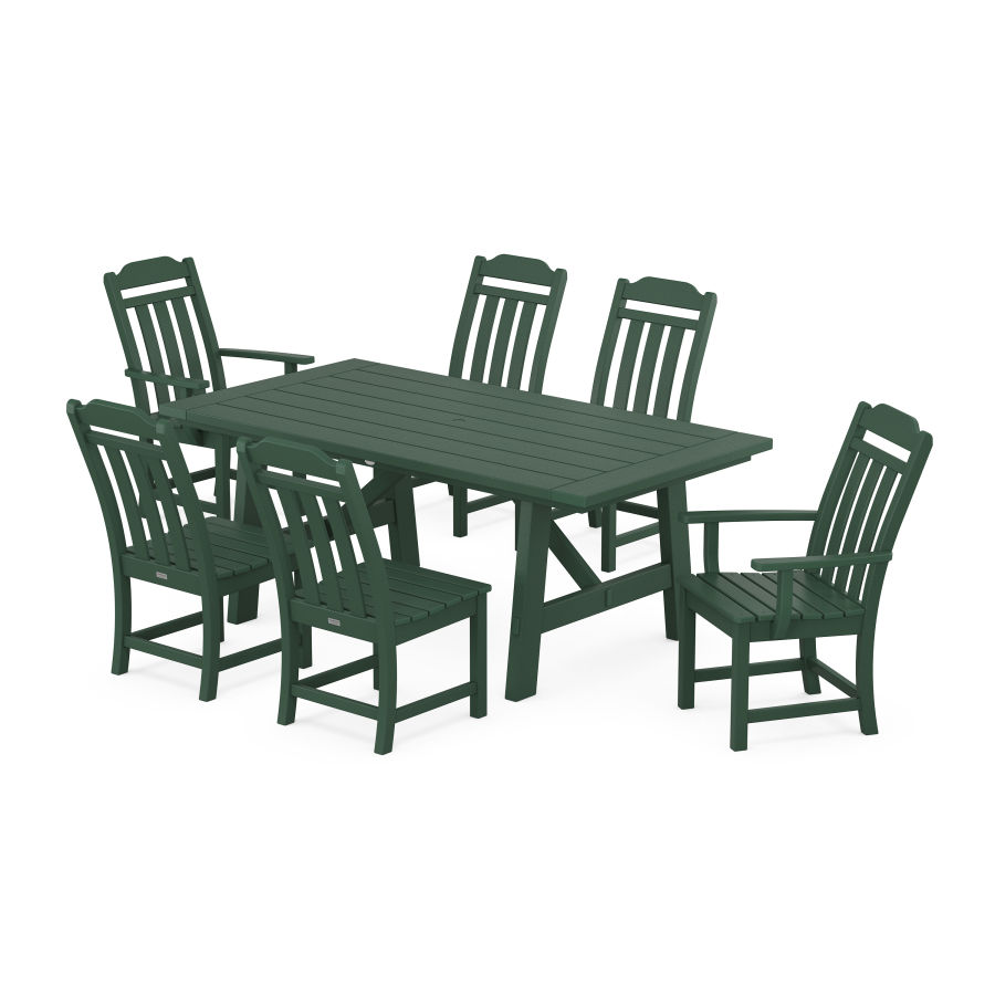 POLYWOOD Country Living 7-Piece Rustic Farmhouse Dining Set in Green