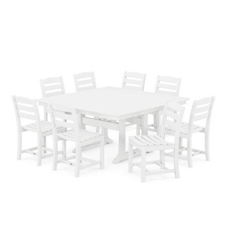 La Casa Café 9-Piece Nautical Trestle Dining Set in White