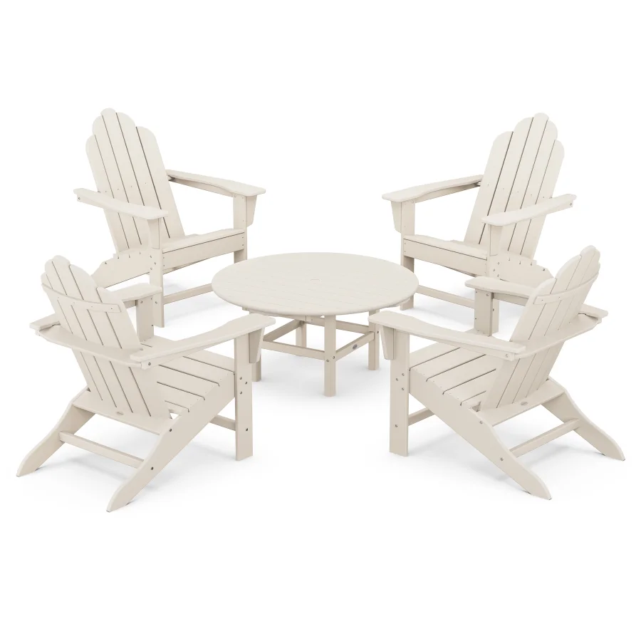 POLYWOOD Long Island Adirondack 5-Piece Conversation Group in Sand