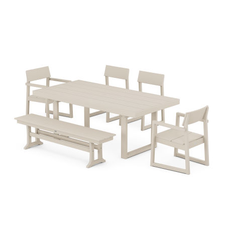 EDGE 6-Piece Dining Set with Trestle Legs in Sand