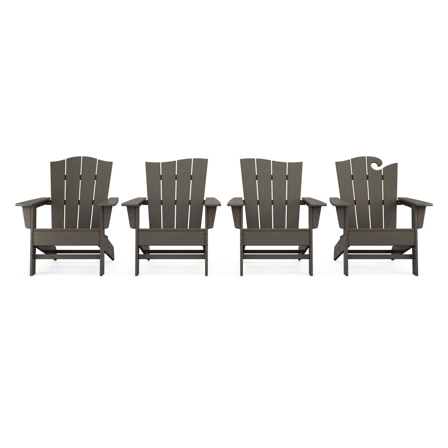POLYWOOD Wave Collection 4-Piece Adirondack Chair Set in Vintage Finish