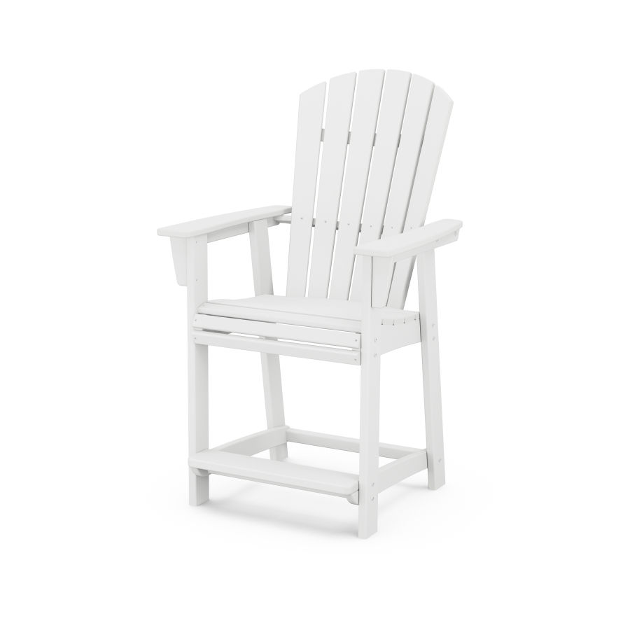 POLYWOOD Nautical Adirondack Counter Chair in White