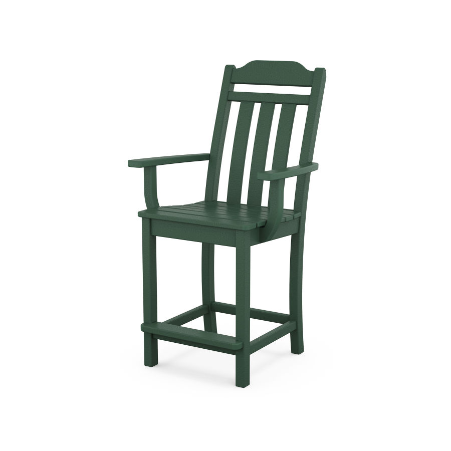POLYWOOD Country Living Counter Arm Chair in Green