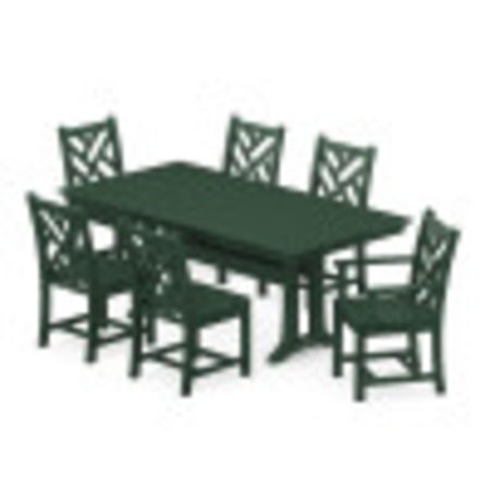 Chippendale 7-Piece Farmhouse Trestle Dining Set in Green