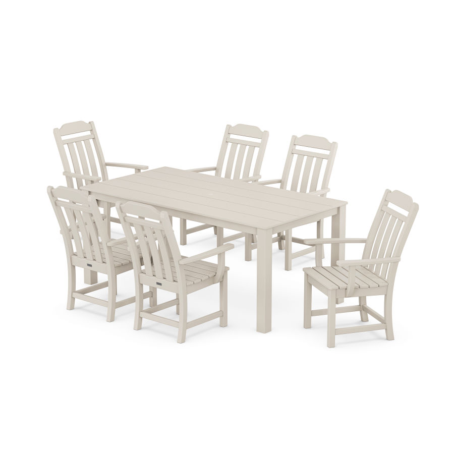 POLYWOOD Cottage Arm Chair 7-Piece Parsons Dining Set in Sand