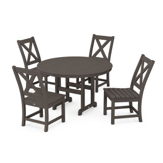 Braxton Side Chair 5-Piece Round Dining Set in Vintage Finish