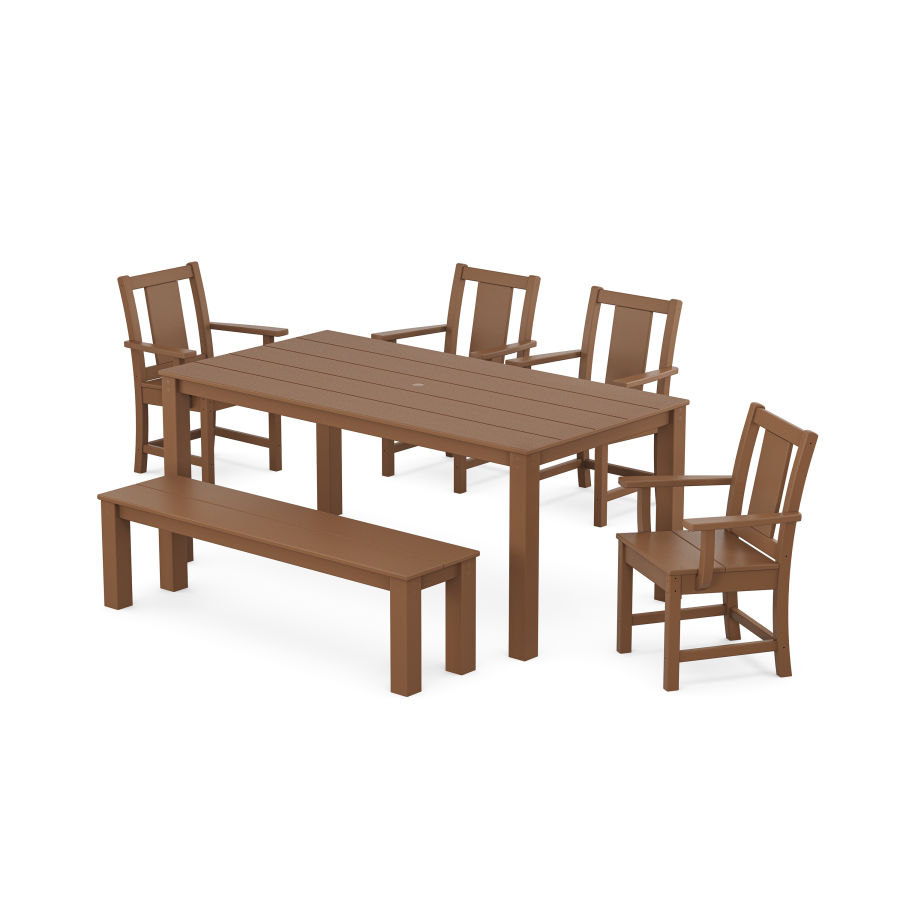 POLYWOOD Prairie 6-Piece Parsons Dining Set with Bench in Teak