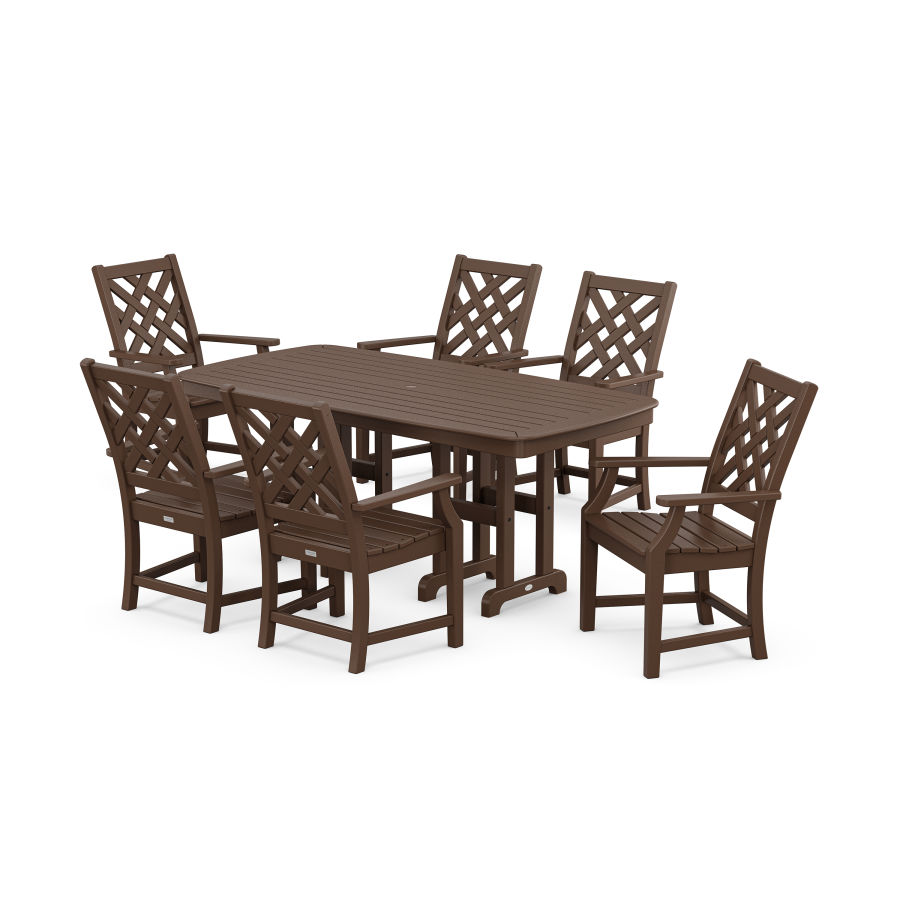 POLYWOOD Wovendale Arm Chair 7-Piece Dining Set in Mahogany