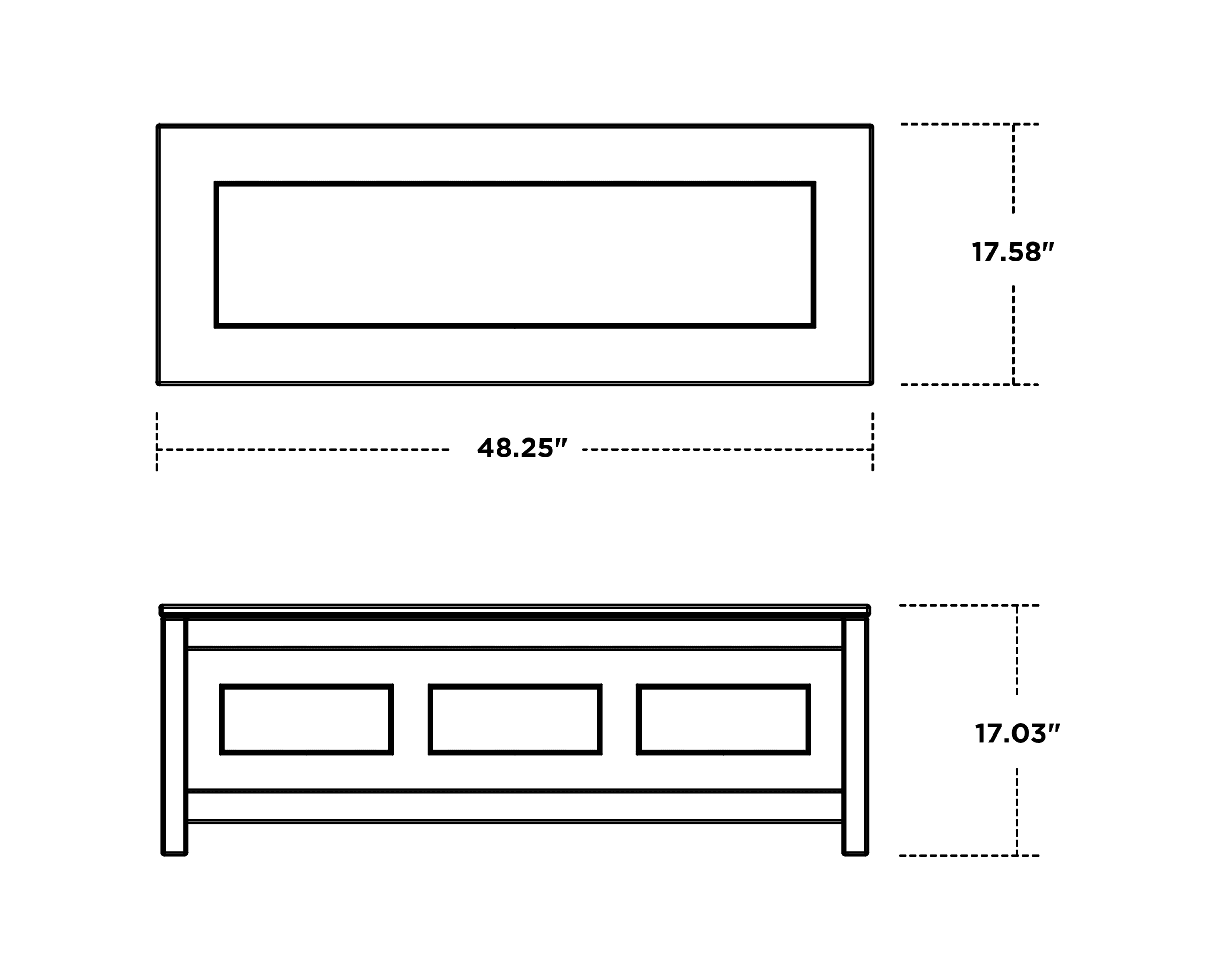 Dimensions for Country Living 48" Storage Bench