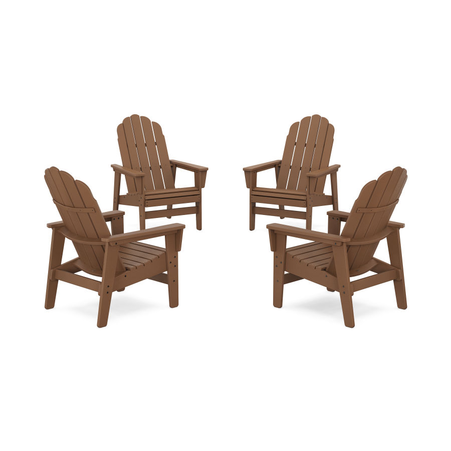 POLYWOOD 4-Piece Vineyard Grand Upright Adirondack Chair Conversation Set in Teak