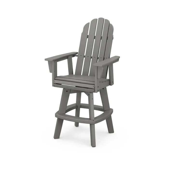 POLYWOOD Vineyard Curveback Adirondack Swivel Bar Chair