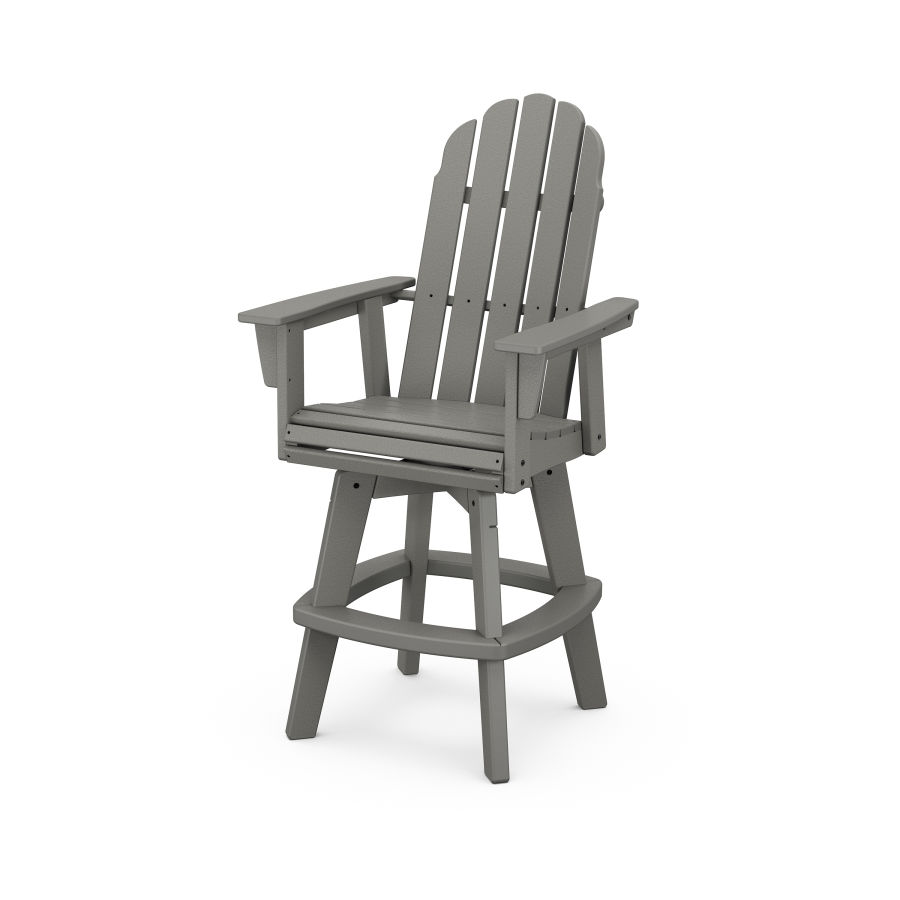 POLYWOOD Vineyard Adirondack Swivel Bar Chair in Slate Grey