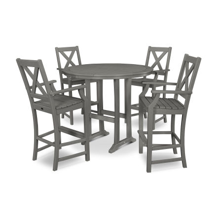 POLYWOOD Braxton 5-Piece Nautical Trestle Arm Chair Bar Set