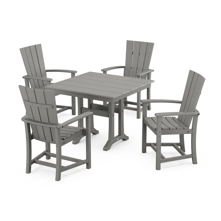 POLYWOOD Quattro 5-Piece Farmhouse Dining Set With Trestle Legs