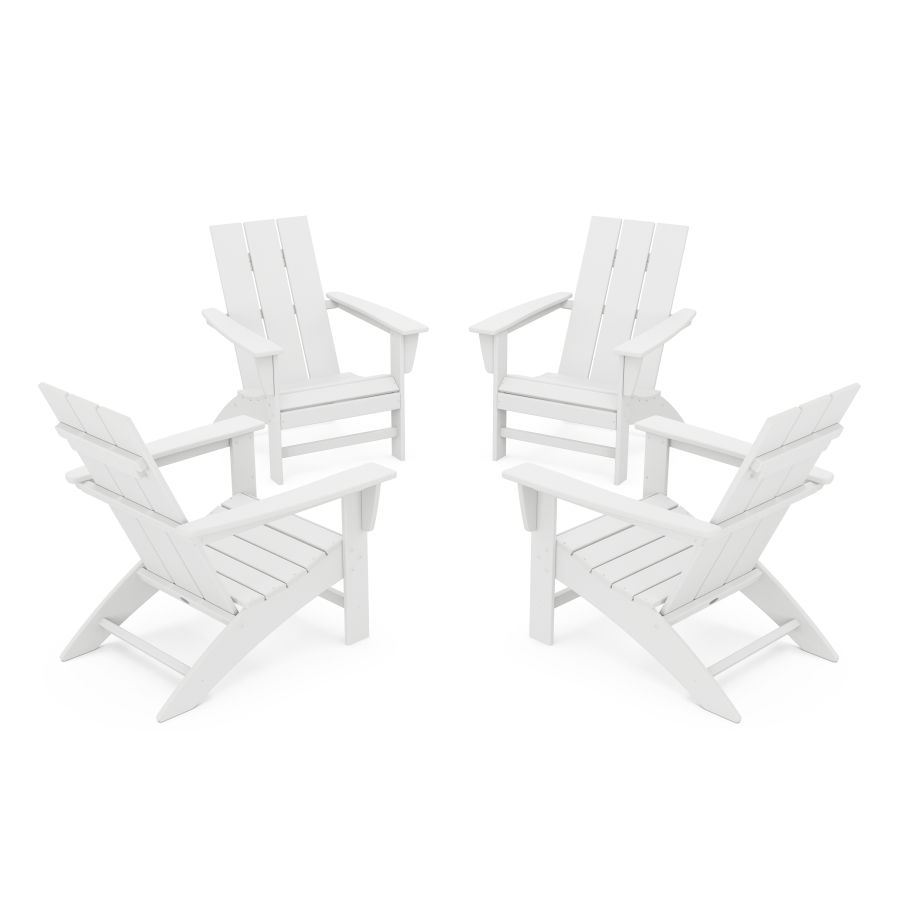POLYWOOD 4-Piece Modern Adirondack Chair Conversation Set in White