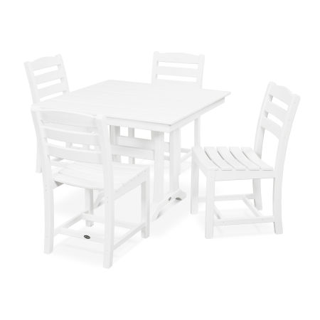 La Casa Café 5-Piece Farmhouse Trestle Side Chair Dining Set in White