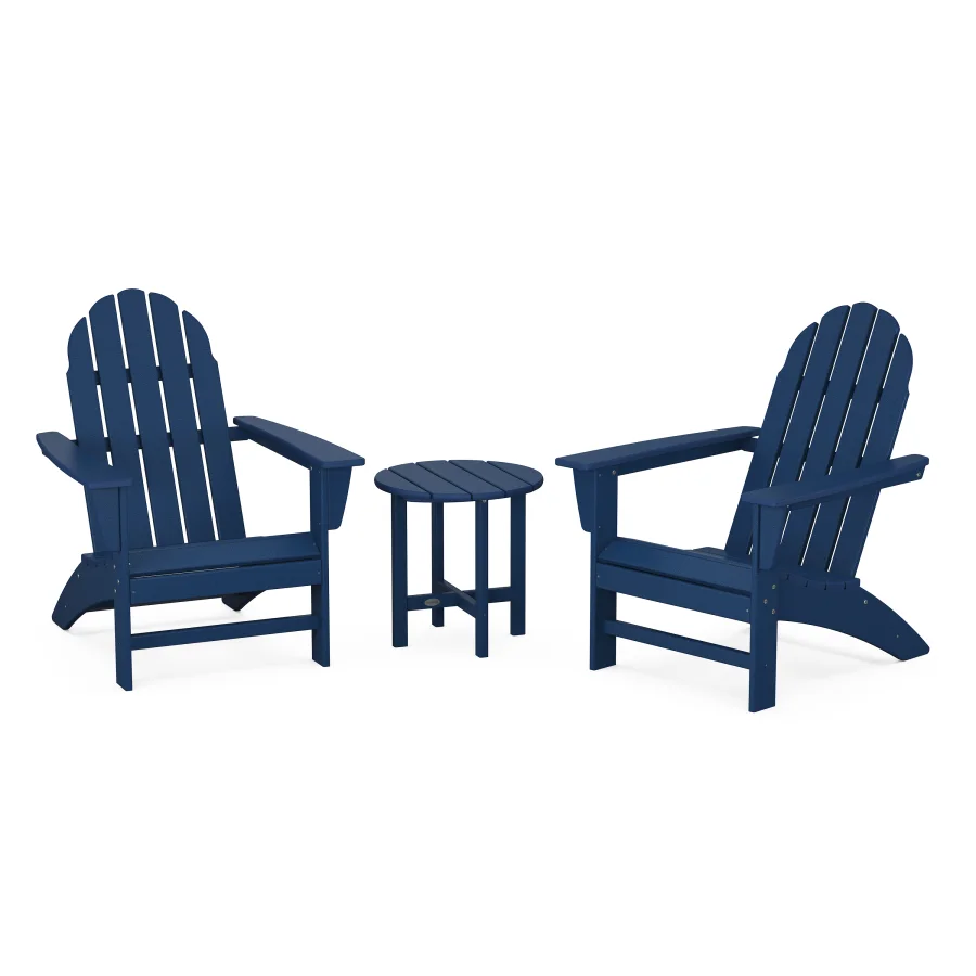 POLYWOOD Vineyard 3-Piece Adirondack Set in Navy