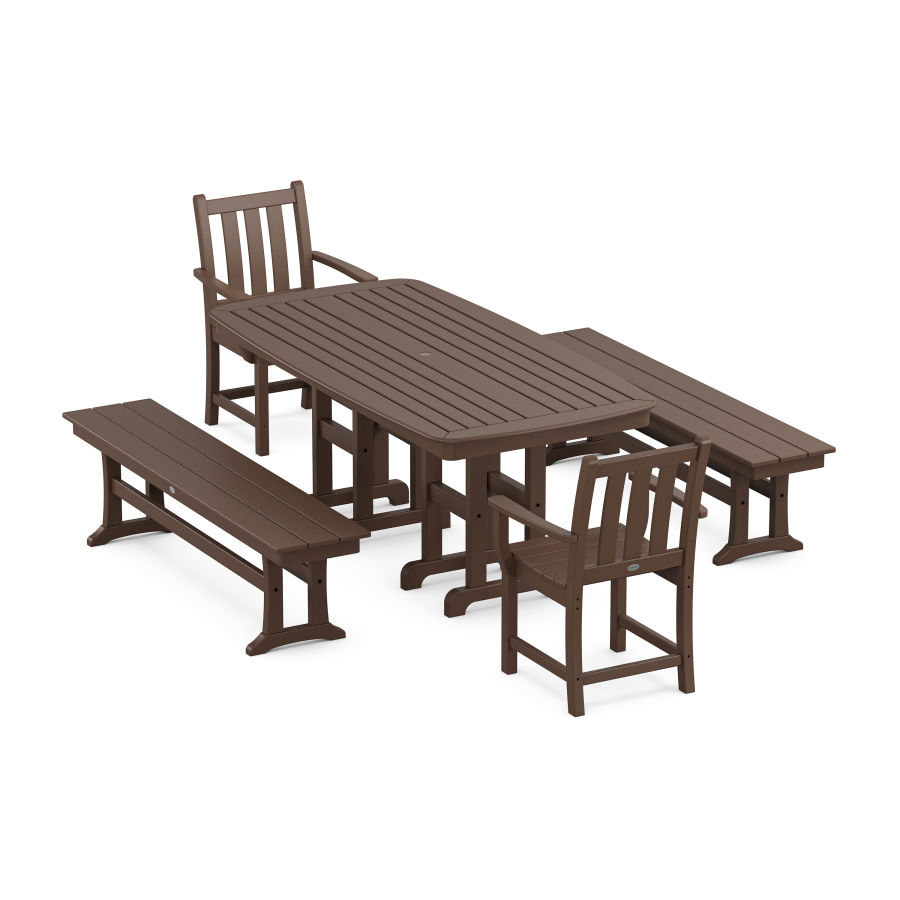 POLYWOOD Traditional Garden 5-Piece Dining Set in Mahogany