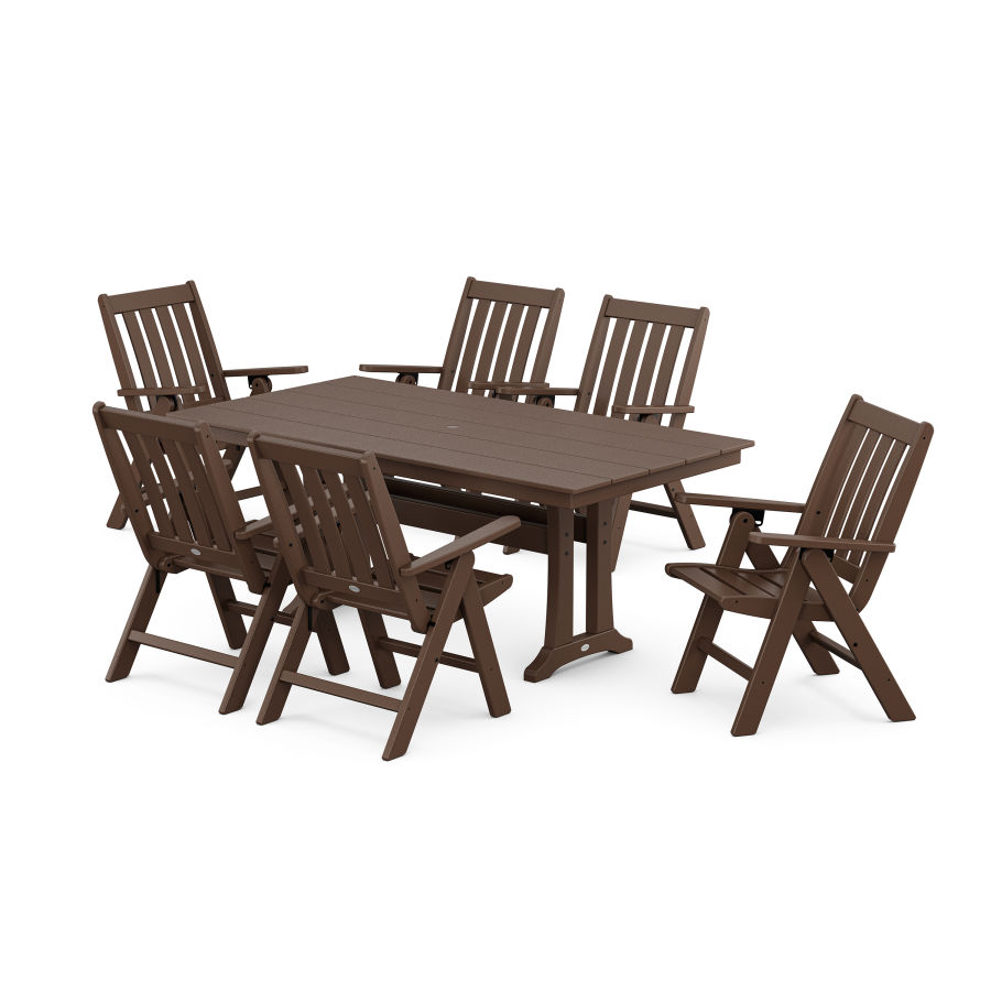 POLYWOOD Vineyard 7-Piece Farmhouse Folding Dining Set in Mahogany