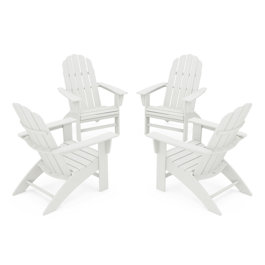POLYWOOD 4-Piece Vineyard Curveback Adirondack Chair Conversation Set in Vintage White