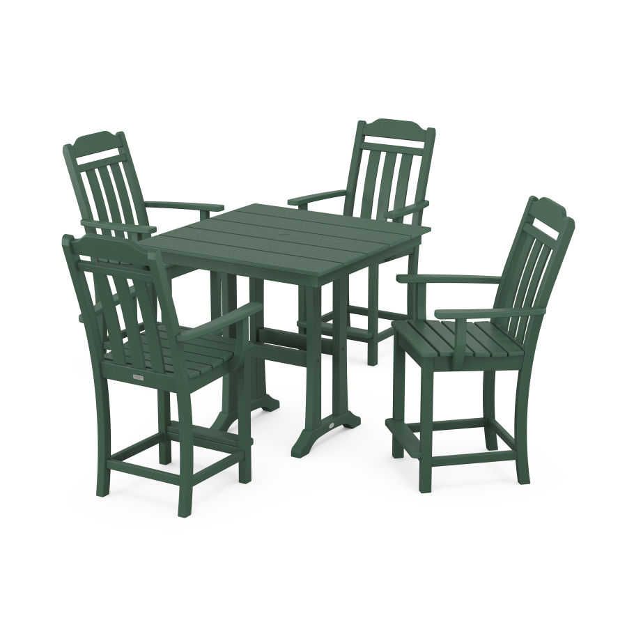 POLYWOOD Country Living 5-Piece Farmhouse Counter Set with Trestle Legs in Green