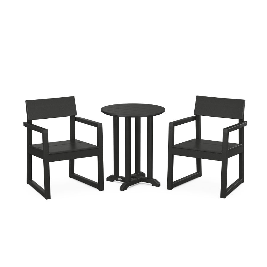 POLYWOOD EDGE 3-Piece Round Dining Set in Black