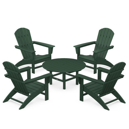 Nautical 5-Piece Adirondack Chair Conversation Set in Green