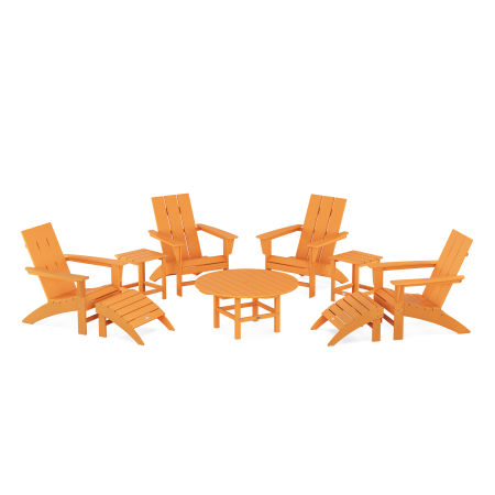 Modern Adirondack Chair 9-Piece Conversation Set in Tangerine