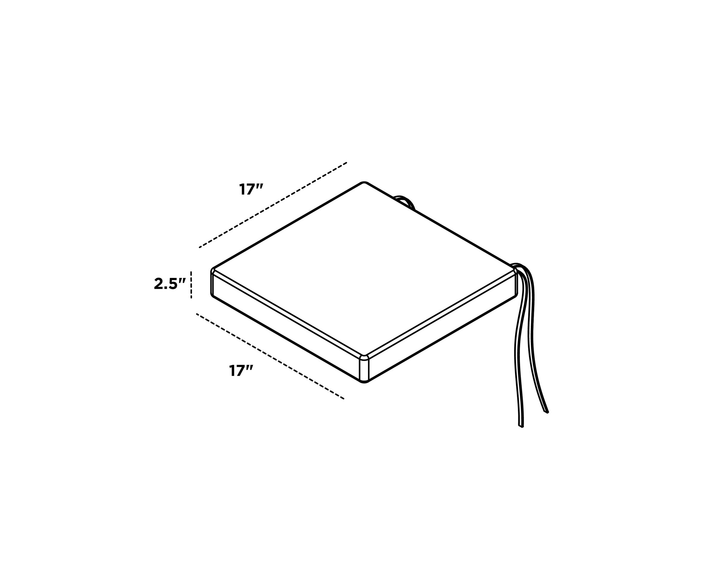 Dimensions for Ateeva 17" x 17" Outdoor Seat Cushion by POLYWOOD