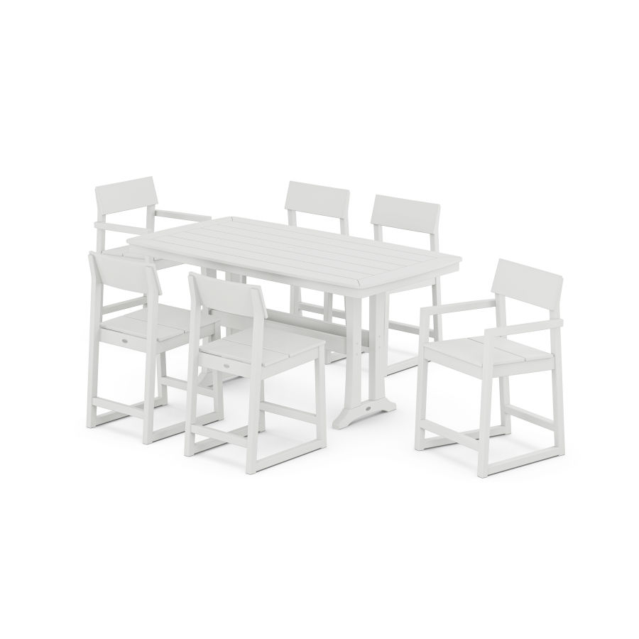 POLYWOOD EDGE 7-Piece Counter Set with Trestle Legs in White