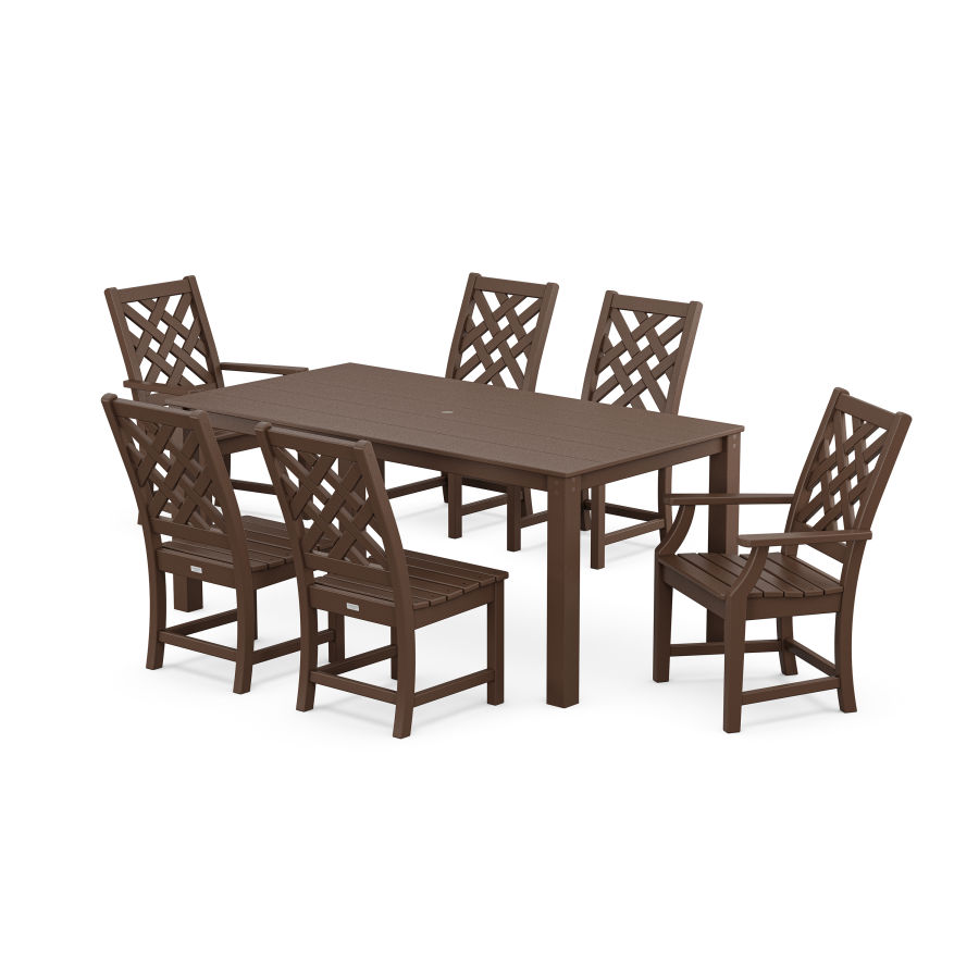 POLYWOOD Wovendale 7-Piece Parsons Dining Set in Mahogany