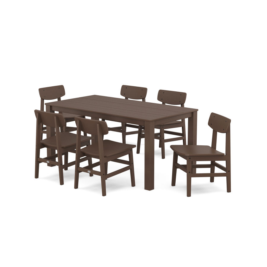 POLYWOOD Modern Studio Urban Chair 7-Piece Parsons Table Dining Set in Mahogany