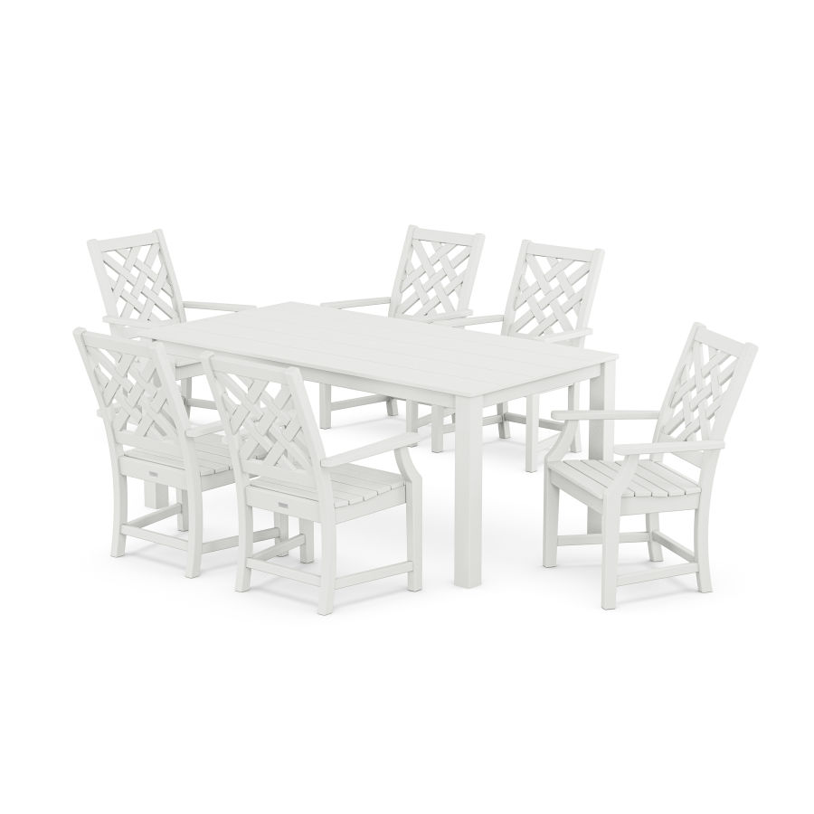 POLYWOOD Wovendale Arm Chair 7-Piece Parsons Dining Set in White