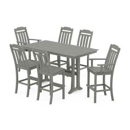 Country Living 7-Piece Farmhouse Bar Set with Trestle Legs in Slate Grey