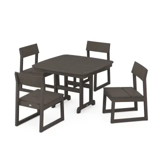 POLYWOOD EDGE Side Chair 5-Piece Dining Set with Trestle Legs in Vintage Finish