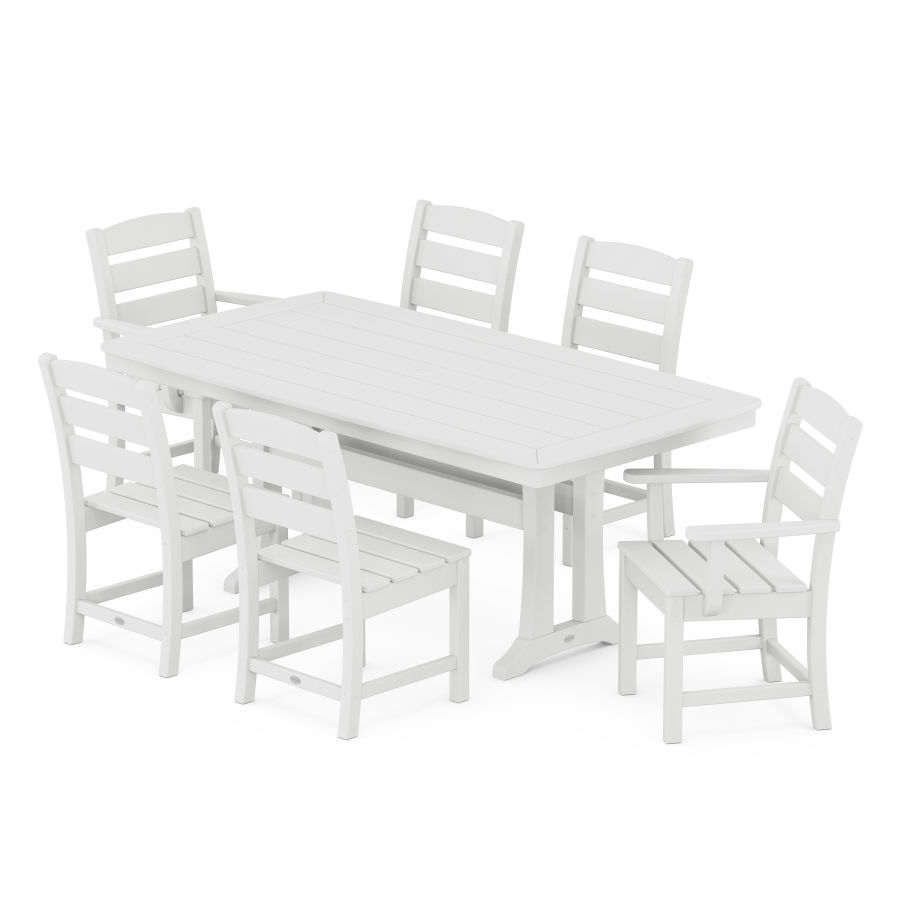 POLYWOOD Lakeside 7-Piece Dining Set with Trestle Legs in Vintage White