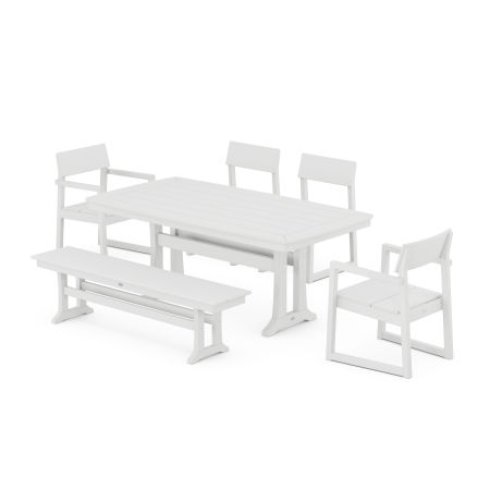 POLYWOOD EDGE 6-Piece Dining Set with Trestle Legs in White