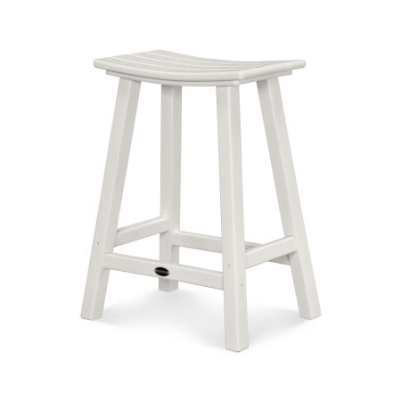POLYWOOD Traditional 24" Saddle Counter Stool in White