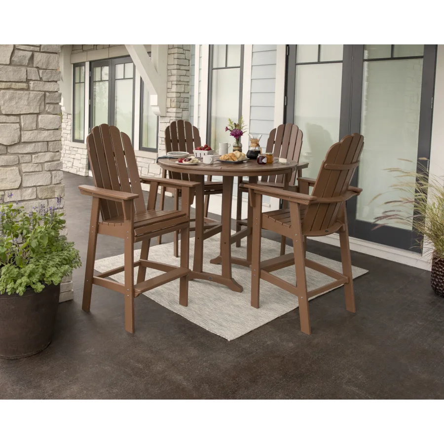 Vineyard Curveback Adirondack 5-Piece Nautical Trestle Bar Set