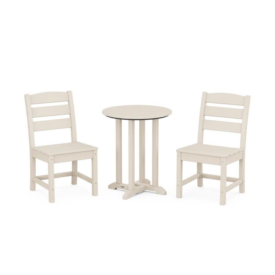 POLYWOOD Lakeside Side Chair 3-Piece Round Bistro Dining Set in Sand