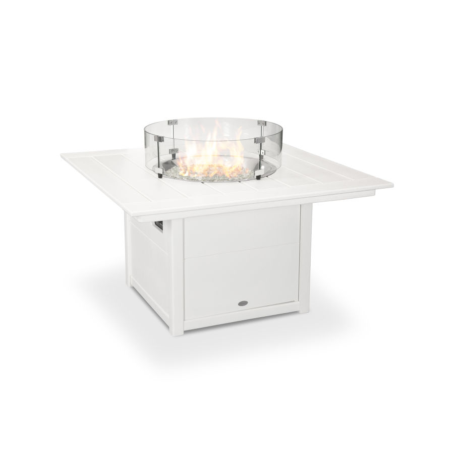 POLYWOOD Square 42" Fire Pit Table in White