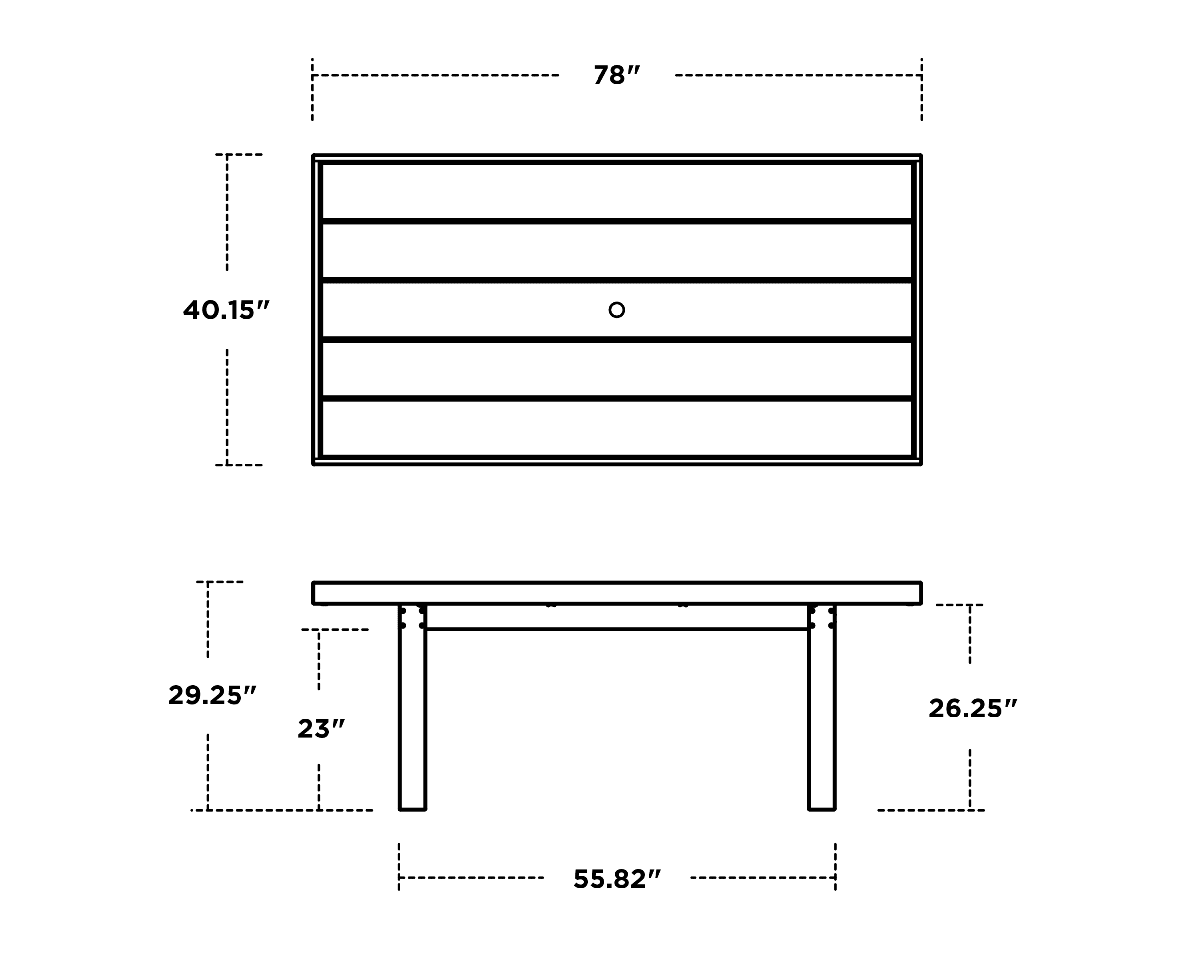Dimensions for EDGE 40" x 78" Dining Table