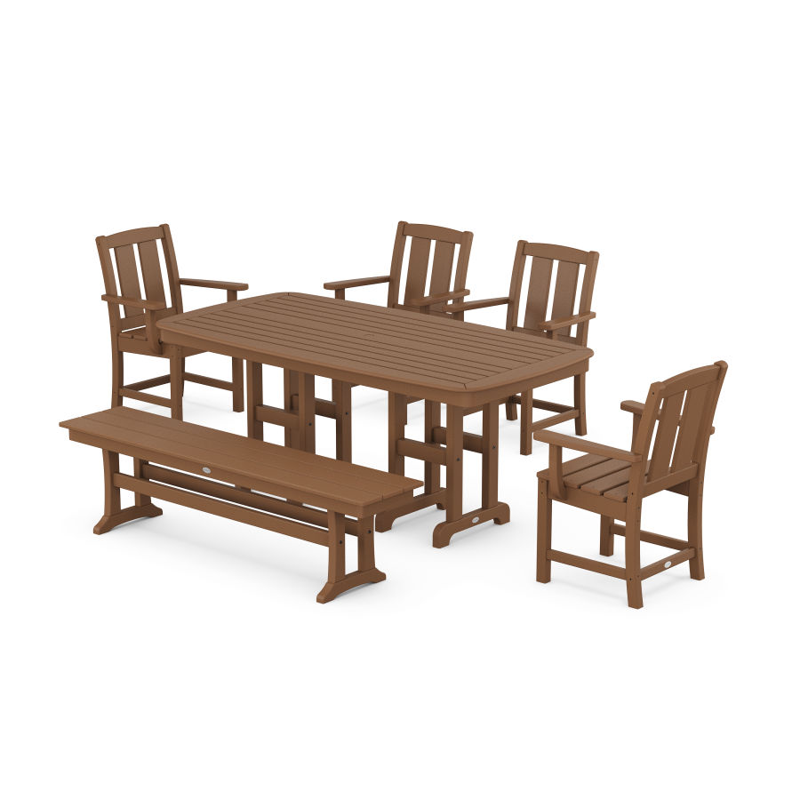 POLYWOOD Mission 6-Piece Dining Set with Bench in Teak