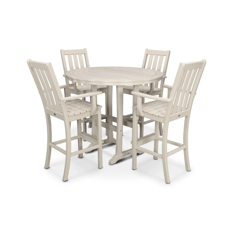 POLYWOOD Vineyard 5-Piece Round Bar Set in Sand