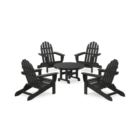 POLYWOOD Classics 5-Piece Folding Adirondack Conversation Set in Black